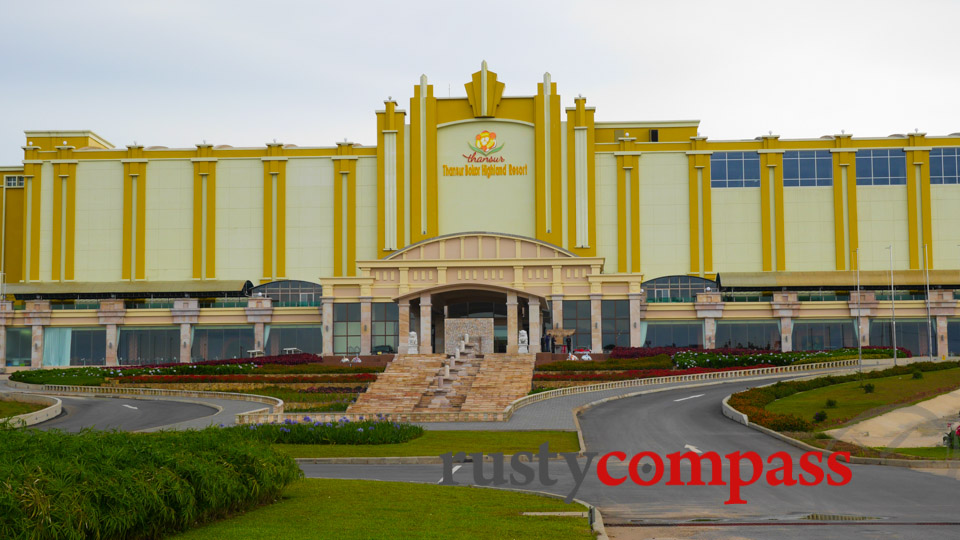 The new casino on Mt Bokor. The windowless design is odd in a National Park on  a mountaintop.